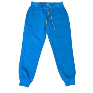 FIGS Scrub Pants Teal Blue Elastic Drawstring Cargo Zipper Pocket Size Medium